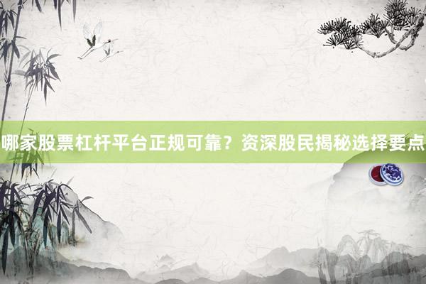哪家股票杠杆平台正规可靠?资深股民揭秘选择要点