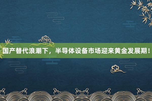国产替代浪潮下,半导体设备市场迎来黄金发展期!