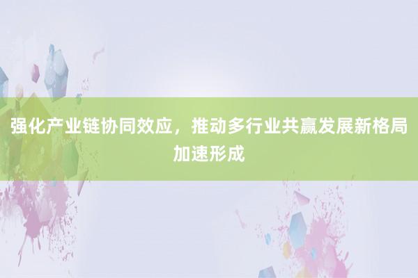 强化产业链协同效应，推动多行业共赢发展新格局加速形成