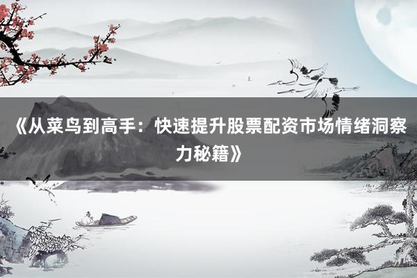 《从菜鸟到高手：快速提升股票配资市场情绪洞察力秘籍》