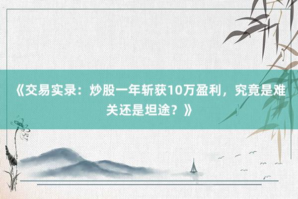 《交易实录：炒股一年斩获10万盈利，究竟是难关还是坦途？》