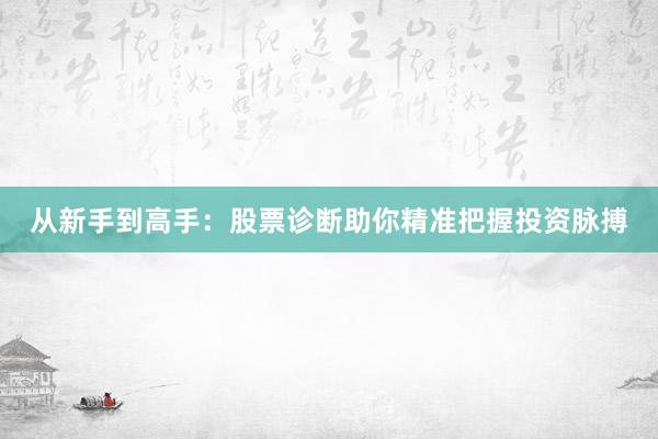 从新手到高手：股票诊断助你精准把握投资脉搏