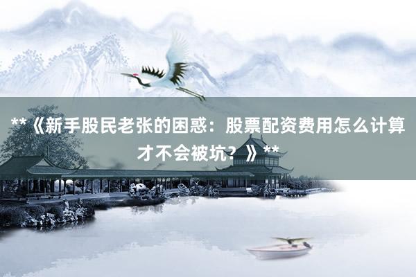 **《新手股民老张的困惑：股票配资费用怎么计算才不会被坑？》**