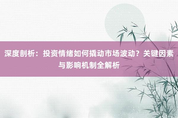深度剖析：投资情绪如何撬动市场波动？关键因素与影响机制全解析