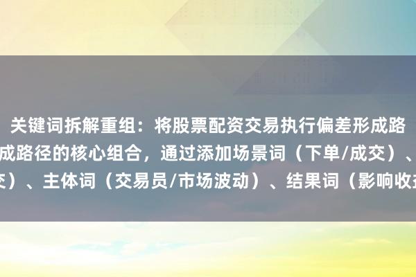 关键词拆解重组：将股票配资交易执行偏差形成路径拆解为执行偏差+形成路径的核心组合，通过添加场景词（下单/成交）、主体词（交易员/市场波动）、结果词（影响收益）等扩展长尾意图。