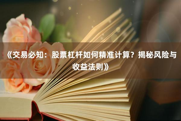 《交易必知：股票杠杆如何精准计算？揭秘风险与收益法则》