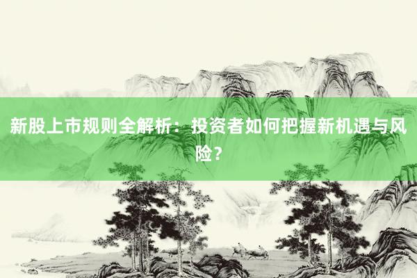 新股上市规则全解析：投资者如何把握新机遇与风险？